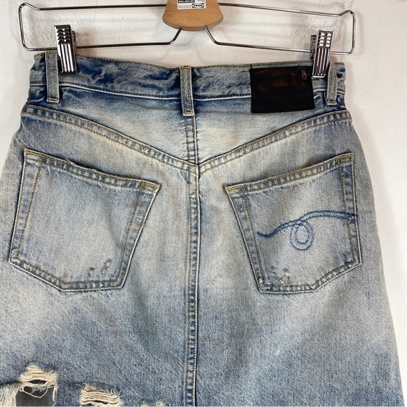 R13 Double Classic Shredded Jeans Leyton Blue Size 25 - Picture 12 of 14